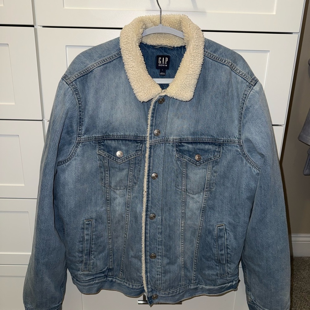 90s GAP Denim Sherpa Jacket | Oversized Vintage Jean Jacket